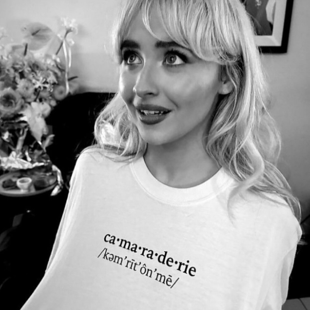 *EXCLUSIVE* Sabrina Carpenter Short N Sweet
Merch Camaraderie Shirt in Pink